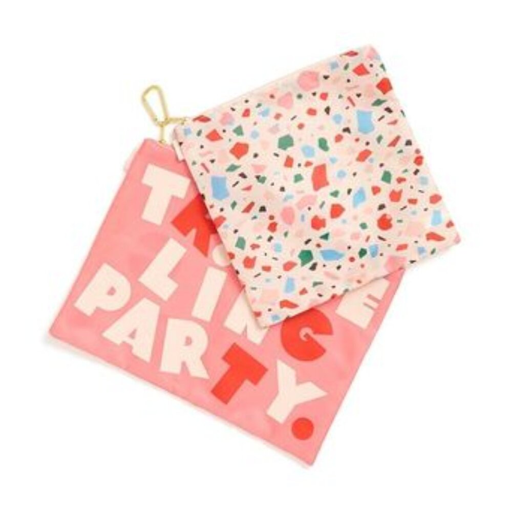 Ban.do Large Carryall Duo Travel Pouches 'Traveling Party' NWT